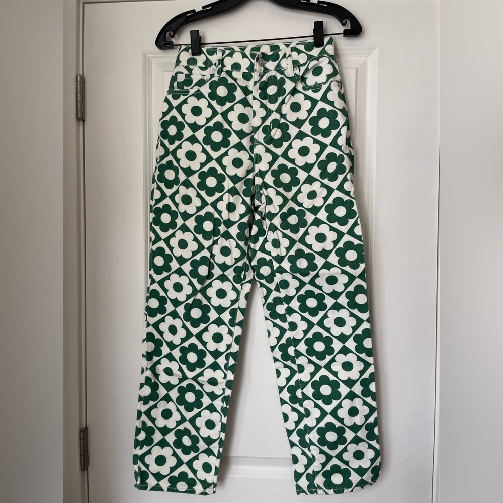 PacSun Green and White Floral Pants